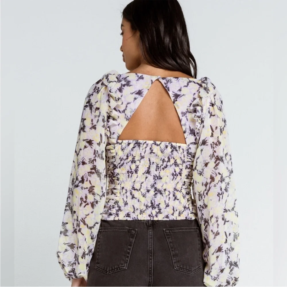 Free‎ People Mabel Floral Ruched Long Sleeve Blouse